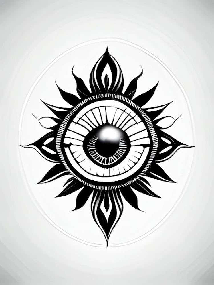 Chakra Series, Symbol, Third Eye Simple Black & White Illustration 2