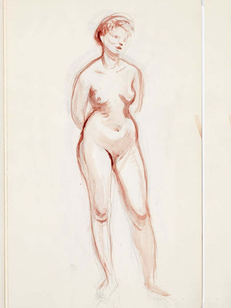 Seisova Alaston Malli, Luonnos, 1902 1909part Of A Sketchbook By Magnus Enckell