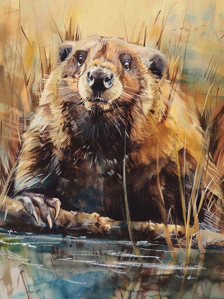 Beaver Pastel Watercolour 3