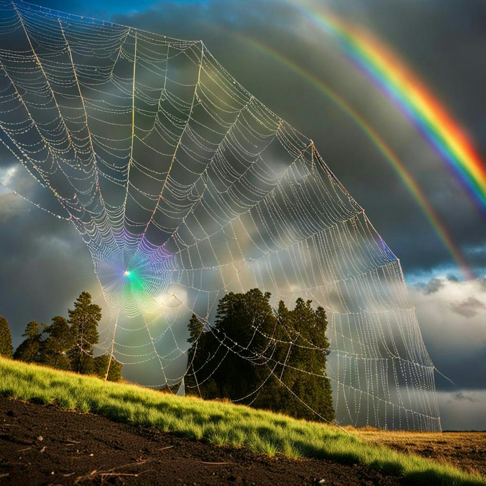 rainbow through cobweb