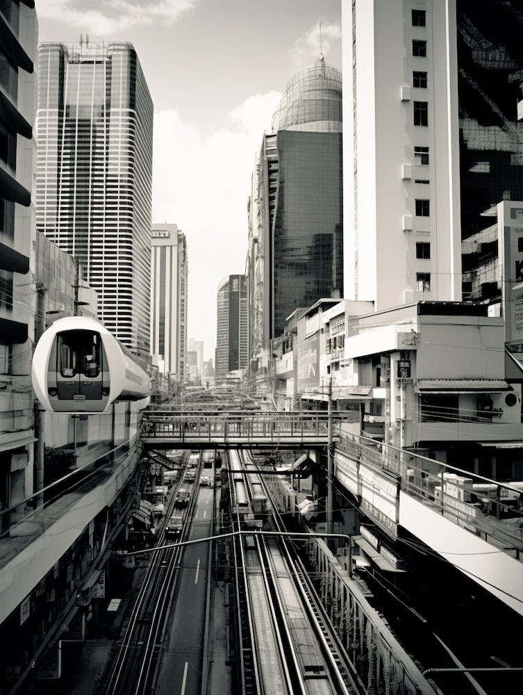 Bangkok, Thailand, Black And White Old Photo 4