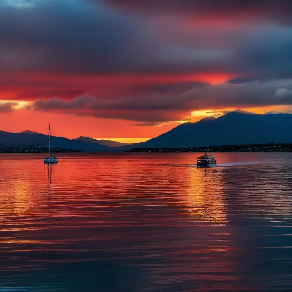 Sunset Over Lake Taupo