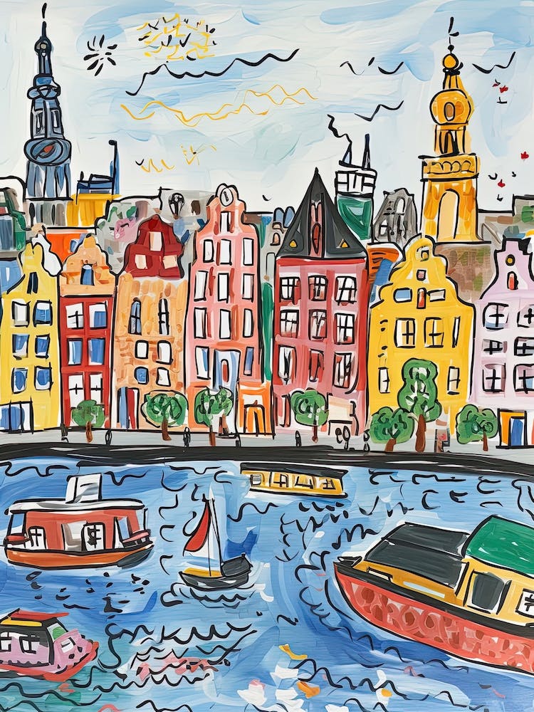 Amsterdam, Dreamy Storybook Illustration 3