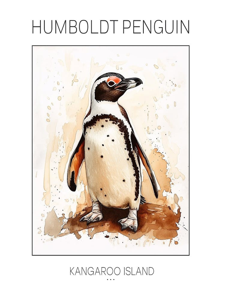 Humboldt Penguin Kangaroo Island Penneshaw Watercolour Painting 4 Poster