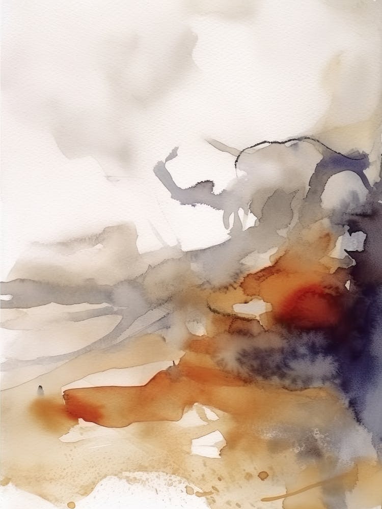 Watercolour Abstract Burnt Orange 7