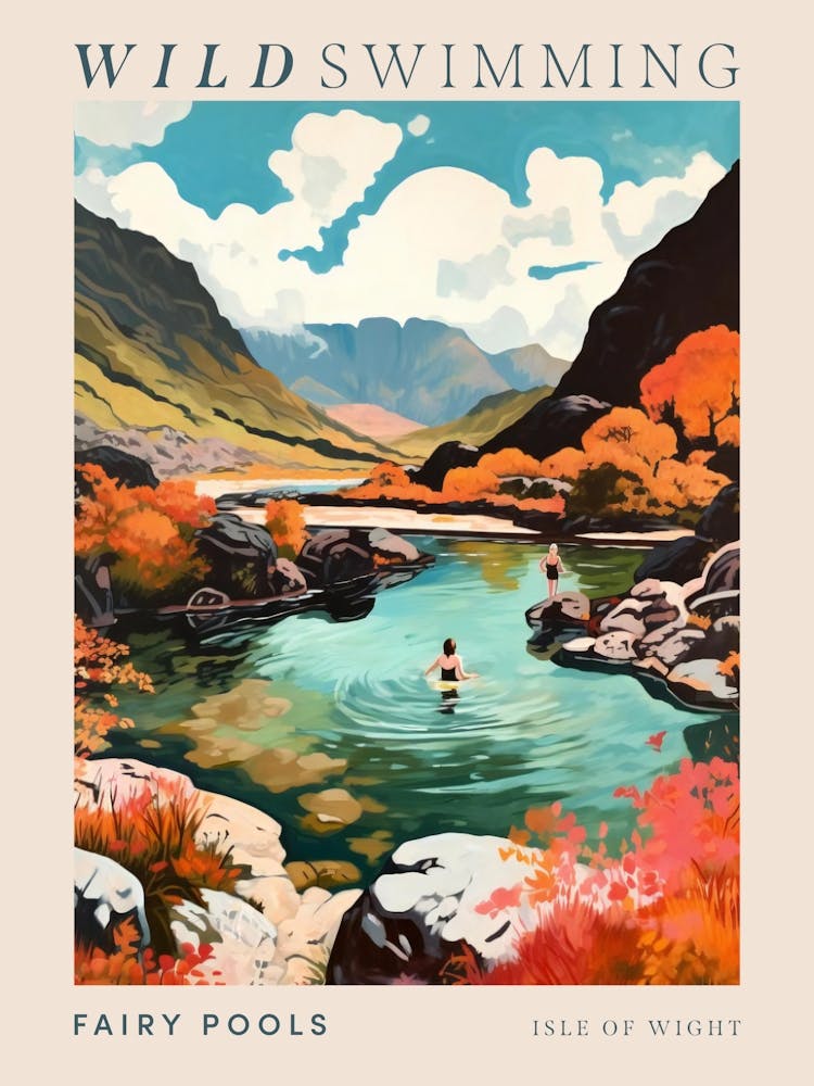 Wild Swimming At Fairy Pools Isle Of Wight Poster