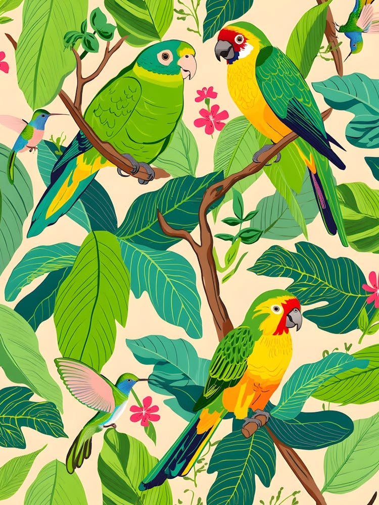 Seamless Pattern With Parrots