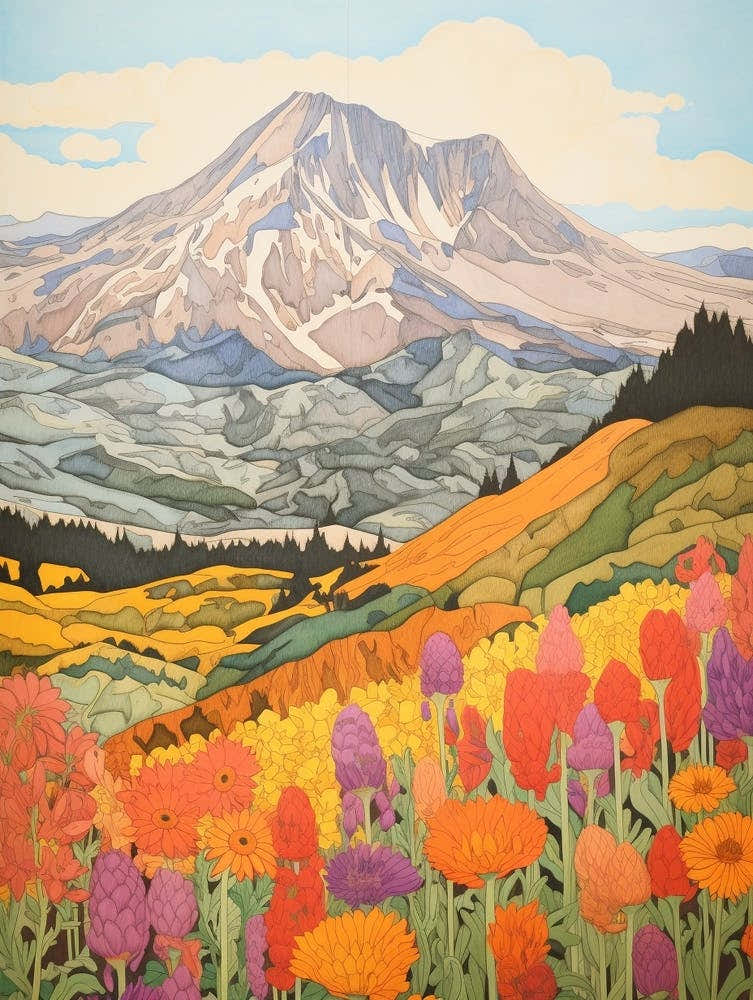 Mount St Helens United States 5 Colourful Mountain Illustration