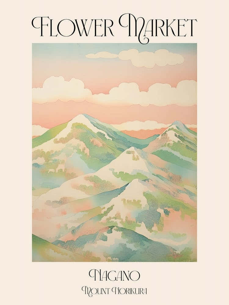 Flower Market Mount Norikura In Nagano, Japanese Landscape 3 Poster