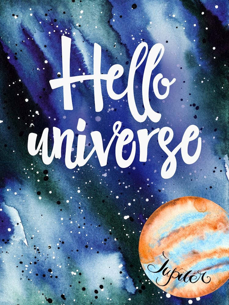 Hello Universe — Space Neon Watercolor #12