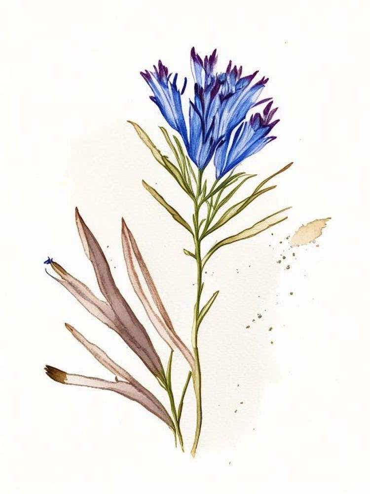 Chicory Herb Minimalist Watercolour