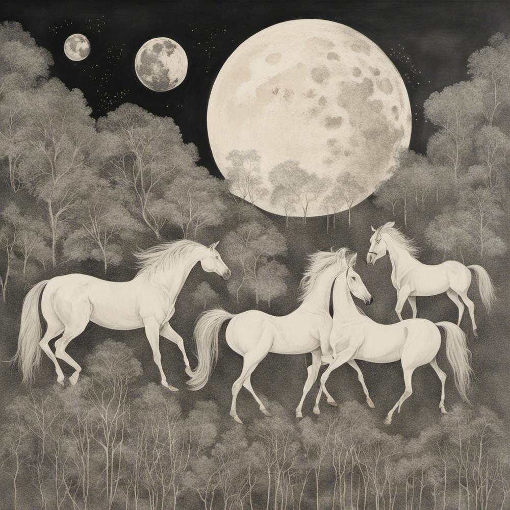 Horses In The Moonlight