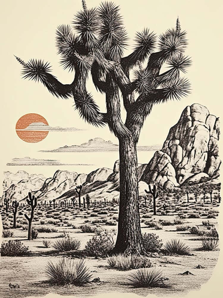 Joshua Tree National Park Retro Illustration 2