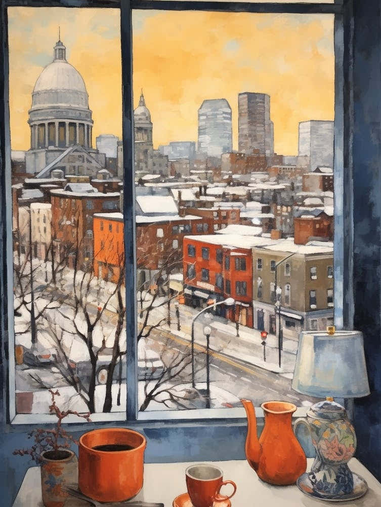 Winter Cityscape Boston Usa 1