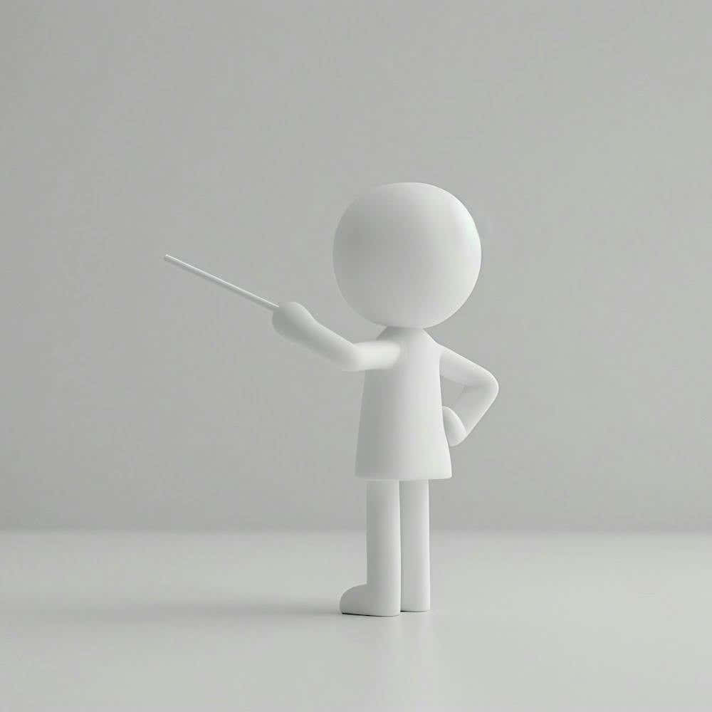 3d Character Pointing A Stick