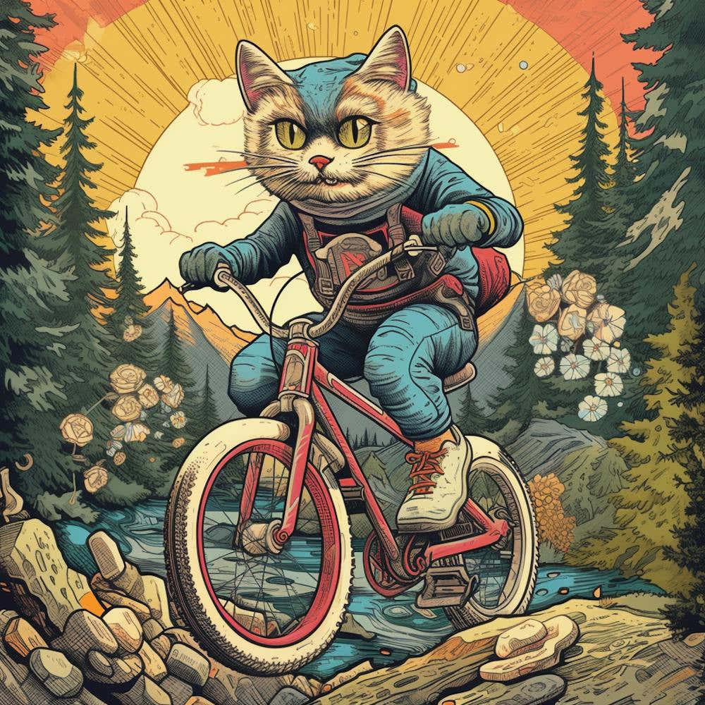 Cat Riding A Bike 1