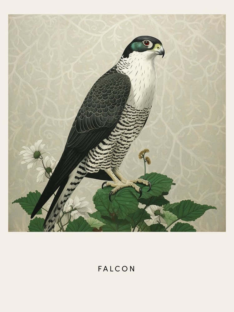 Ohara Koson Inspired Bird Painting Falcon 2 Poster