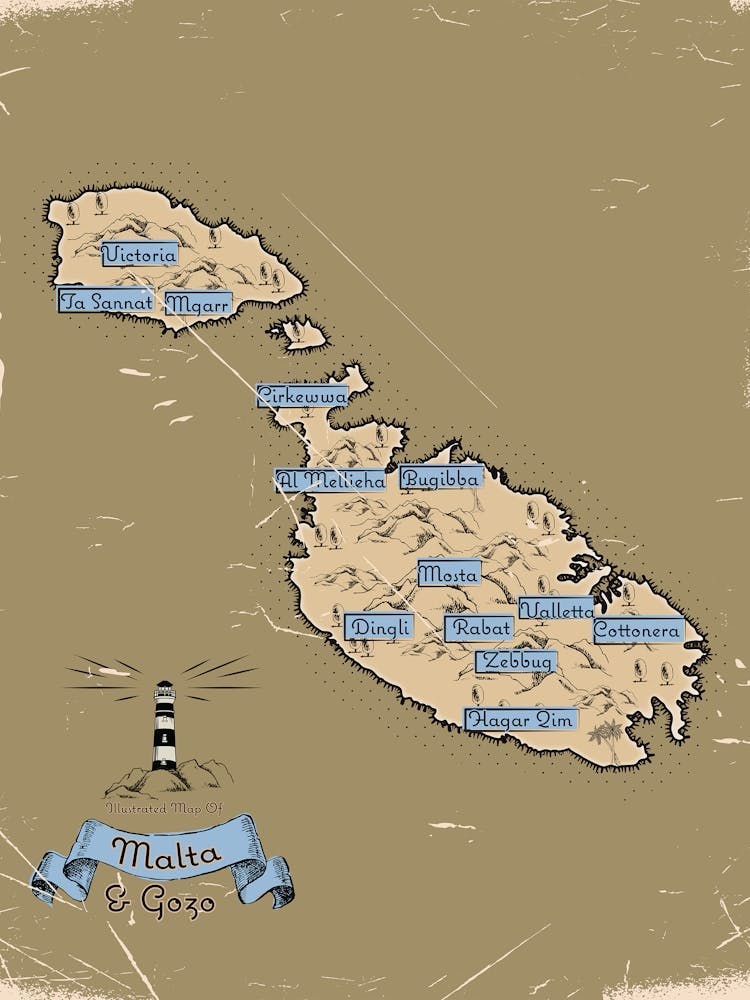 Vintage Malta Map