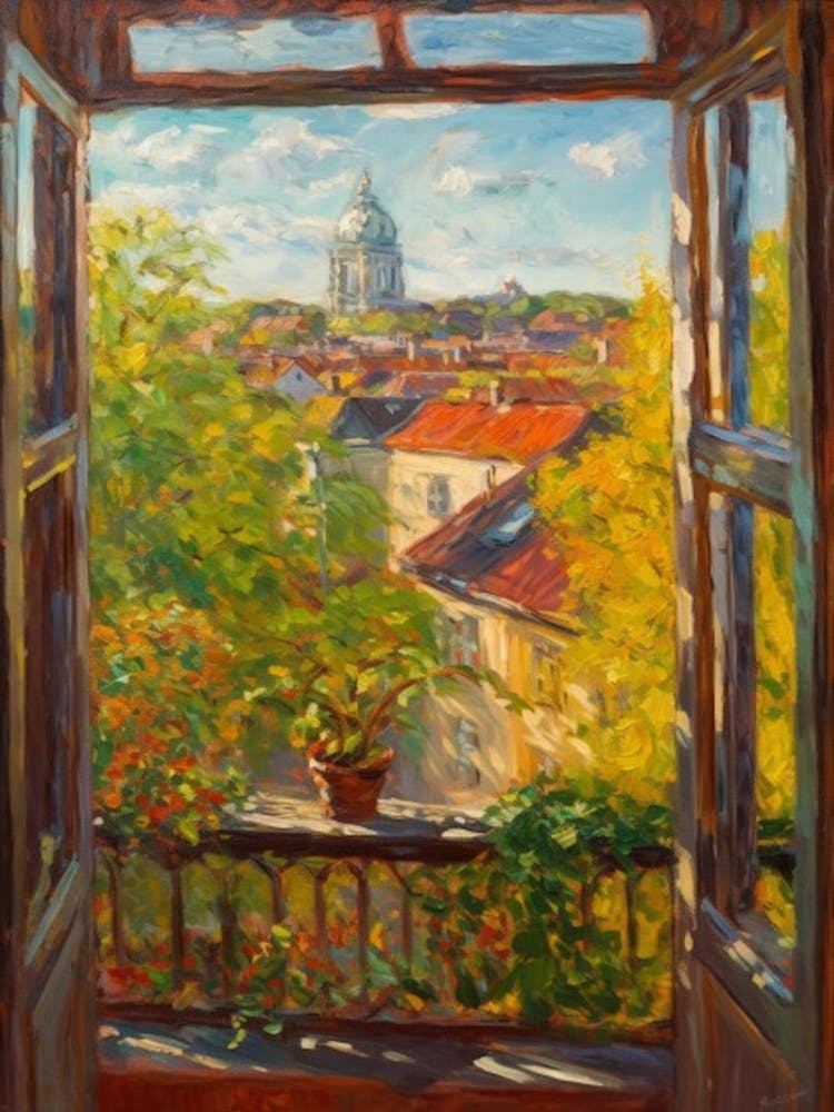 Window View Of Stockholm Sweden Impressionism Style 3