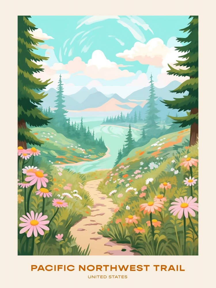 Pacific Northwest Trail Usa 2 Hike Poster