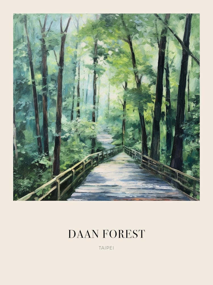 Daan Forest Park Taipei 2 Vintage Cezanne Inspired Poster