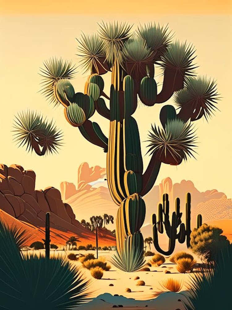 Typical Joshua Tree Retro Illustration