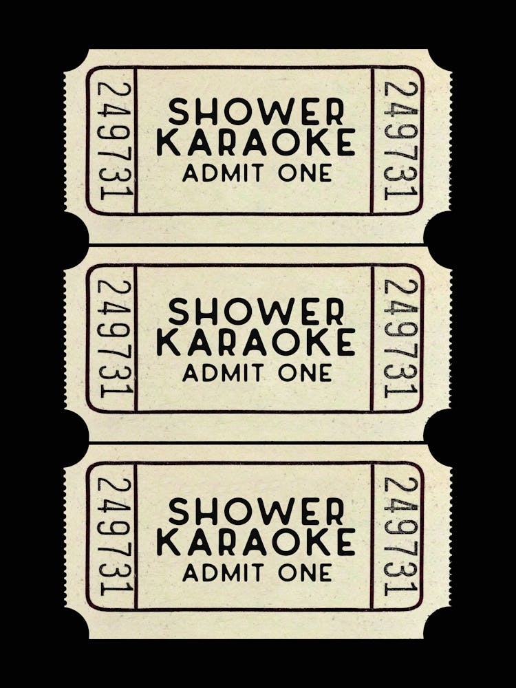 Shower Karaoke Ticket Black Bathroom