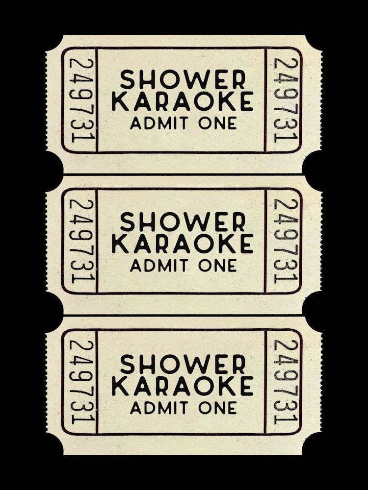 Shower Karaoke Ticket Black Bathroom