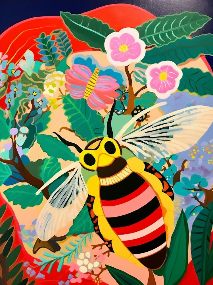 Maximalist Animal Painting Honey Bee 1
