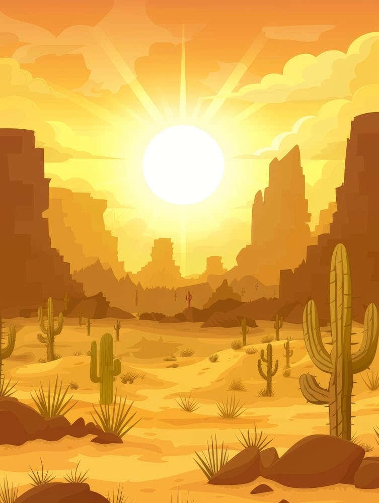 Desert Landscape With Cactus