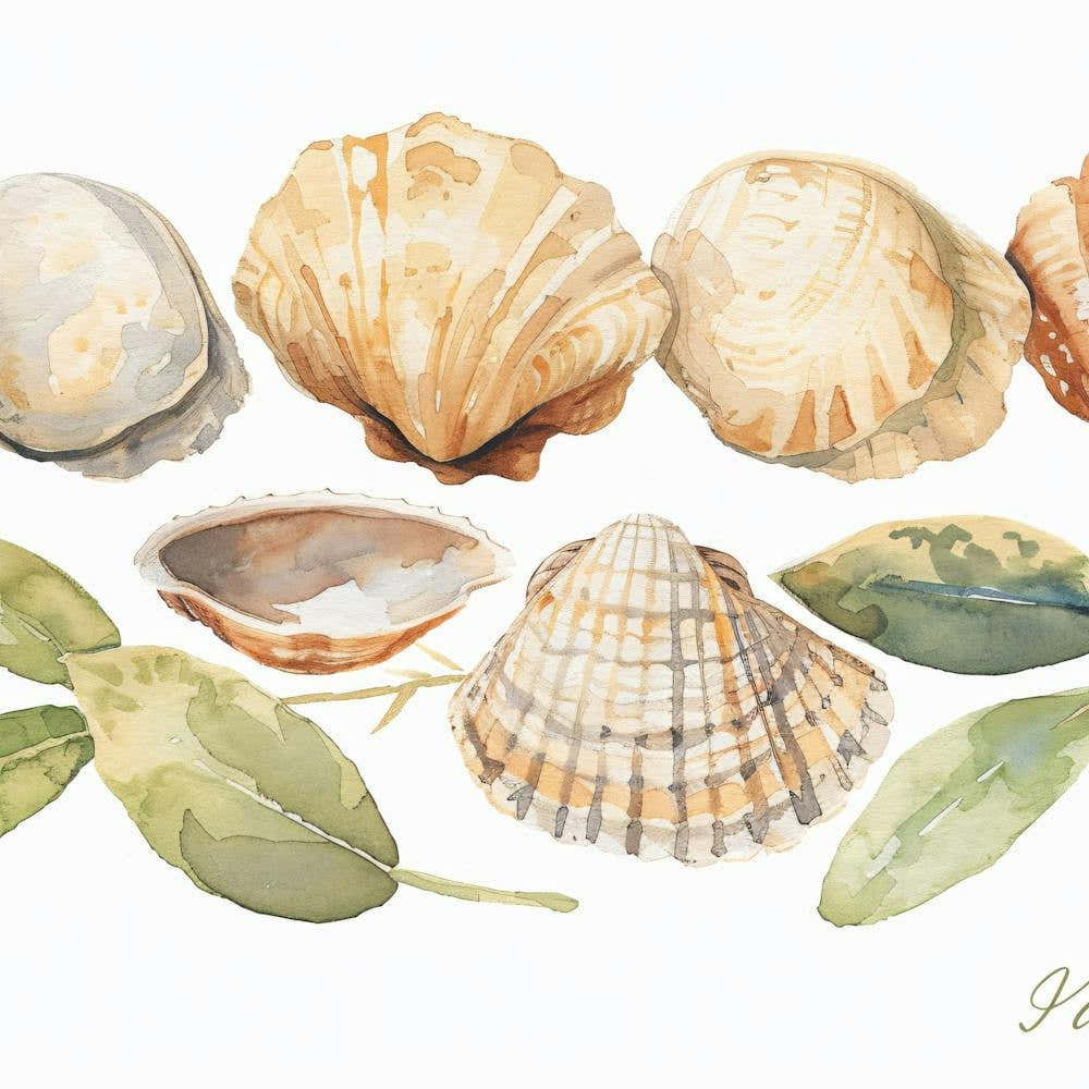 Watercolor Sea Shells 1