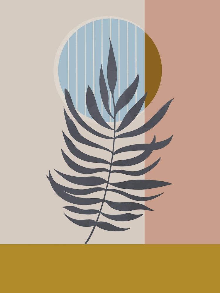 Palm Leaf In Mustard In Blush