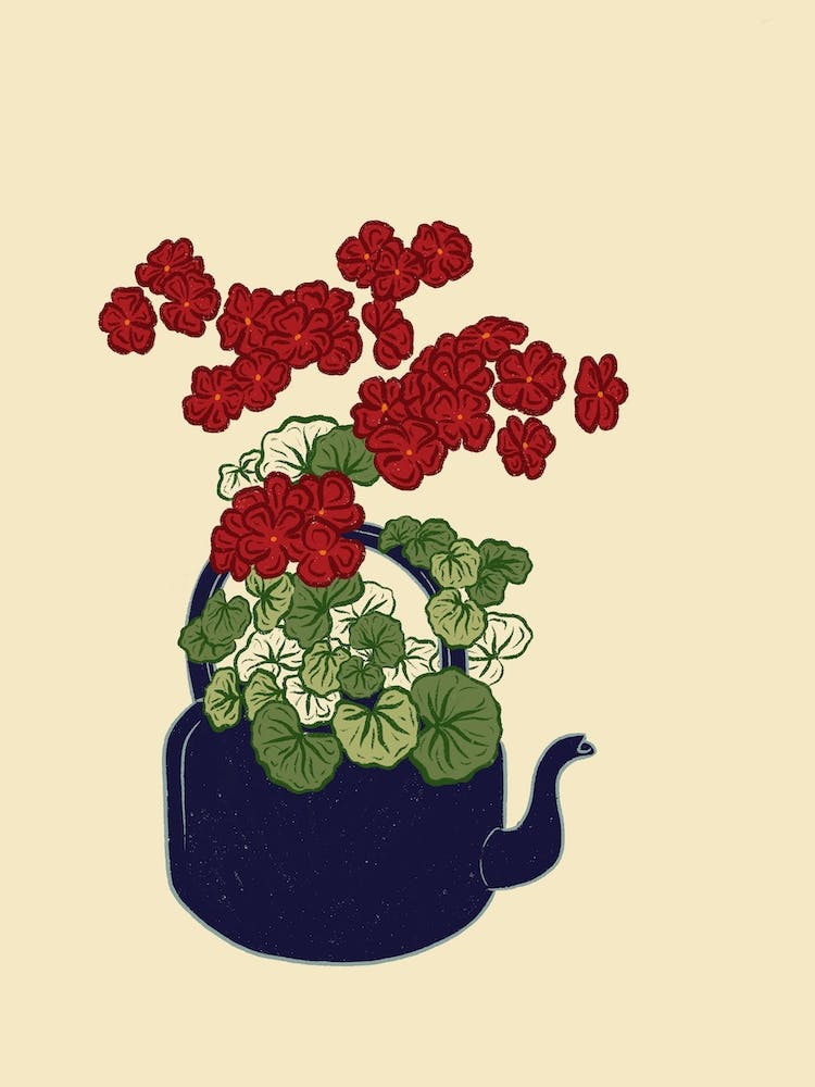 Geranium Flower Teapot