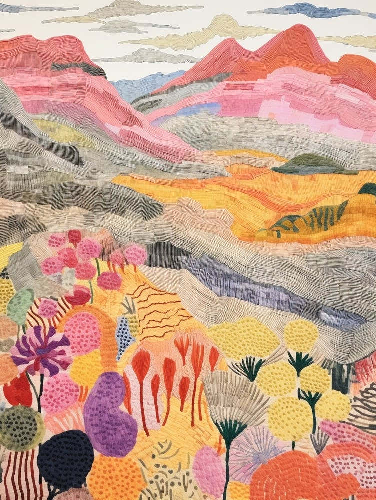 Mount Ossa Australia 1 Colourful Mountain Illustration