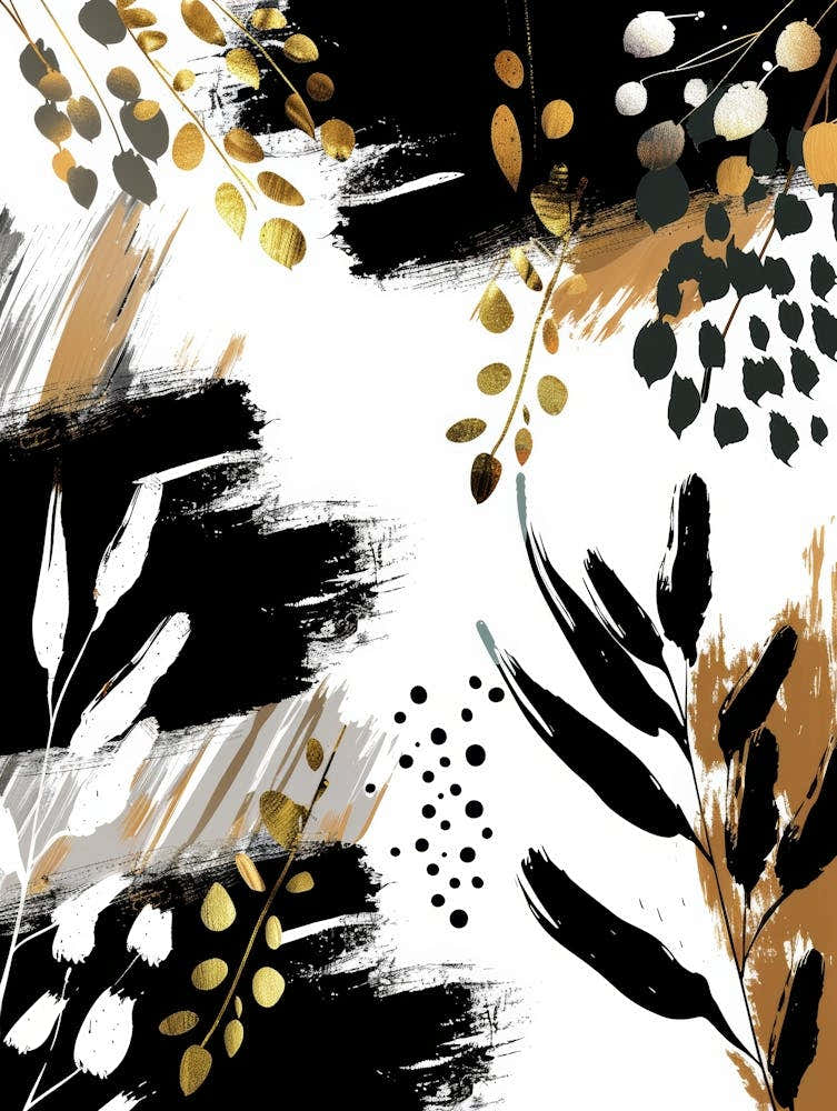 Abstract Gold And Black Painting 13