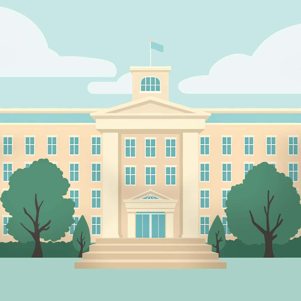 School Building Cartoon Admission