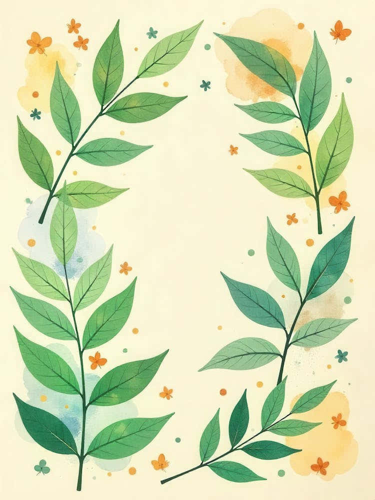 Watercolor Leaves Frame