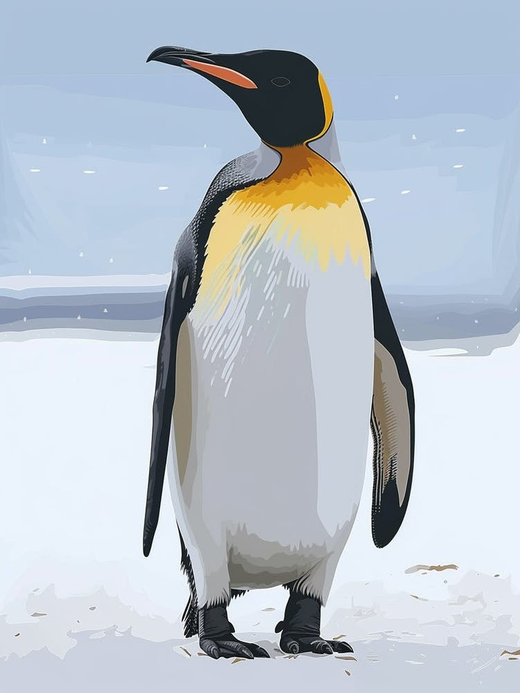 Emperor Penguin Bartolom Island Minimalist Illustration 3