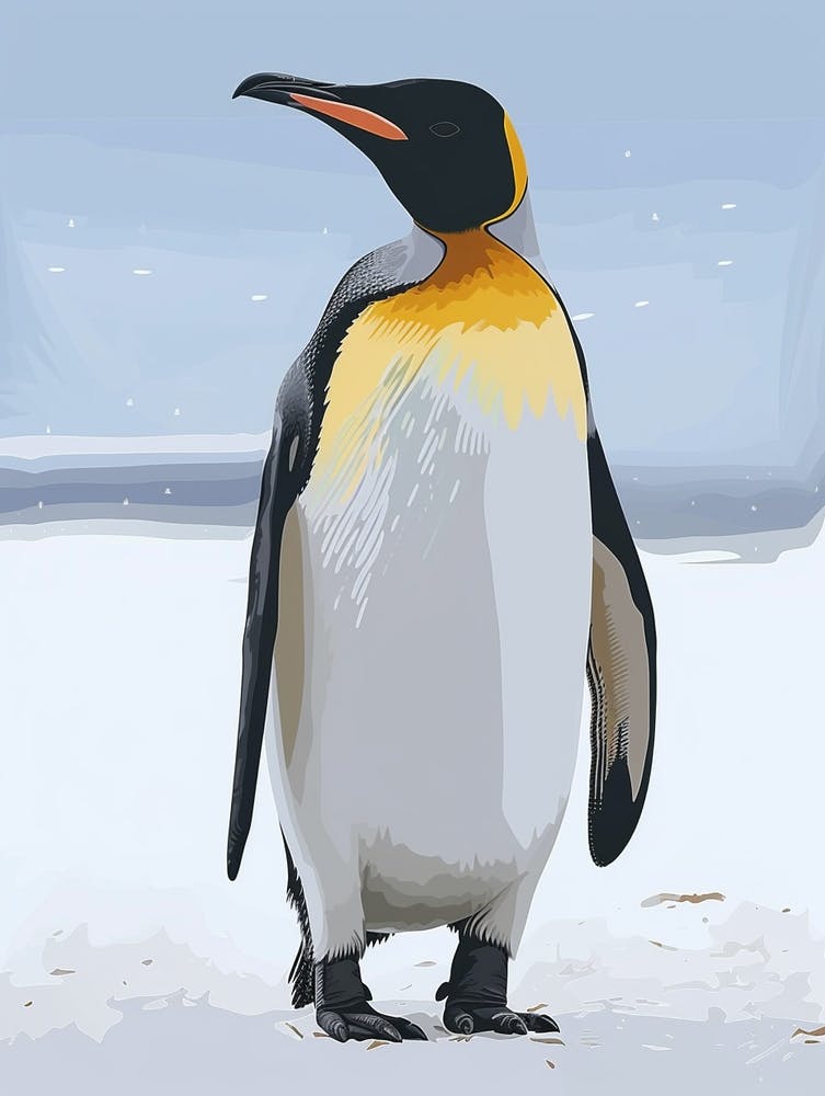 Emperor Penguin Bartolom Island Minimalist Illustration 3