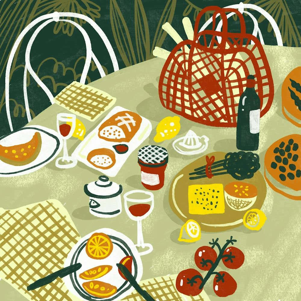 Picnic Lunch and Wine in the Garden