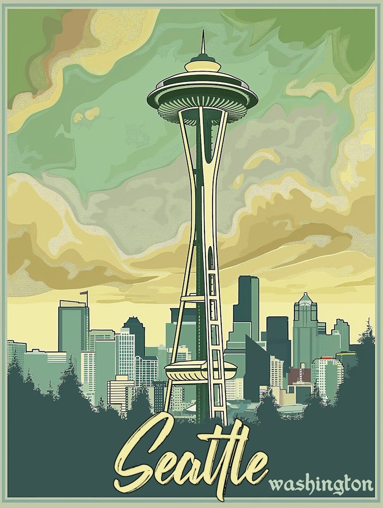 Seattle, WA Travel Poster