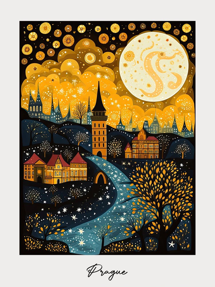 Poster Of Prague, Illustration In The Style Of Pop Art 2