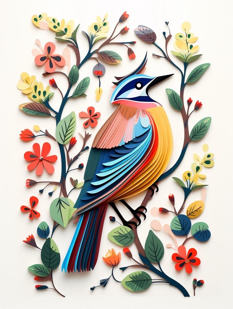 Scandinavian Bird Illustration Cedar Waxwing 2