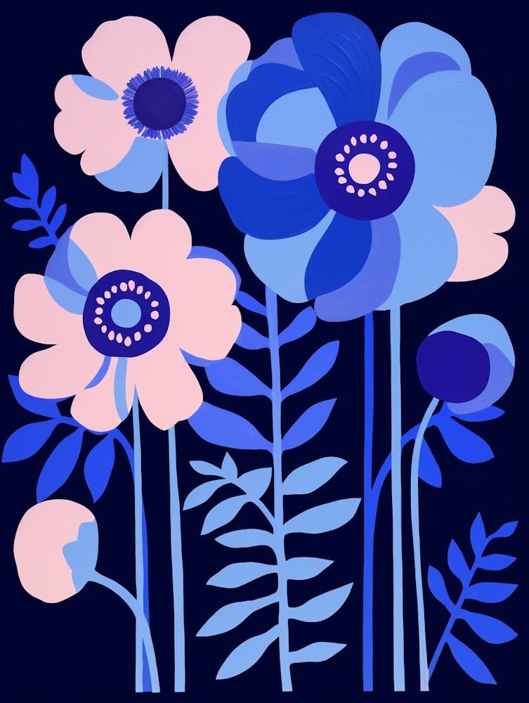 Blue Flower Illustration Anemone 2