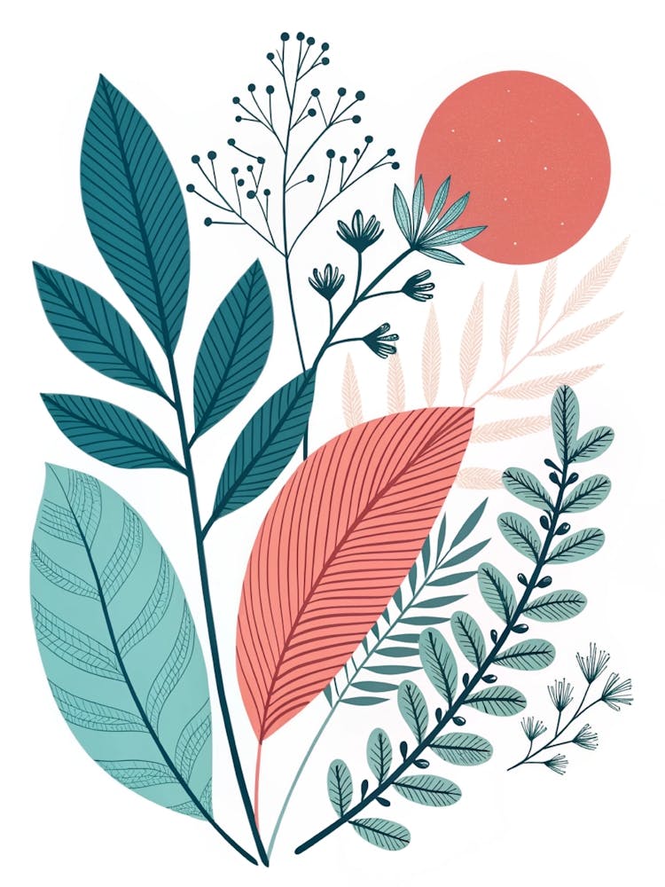 Illustration Of Flowers And Leaves