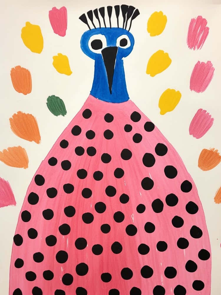 Pink Polka Dot Peacock 3
