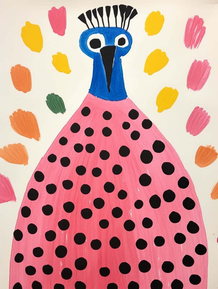 Pink Polka Dot Peacock 3
