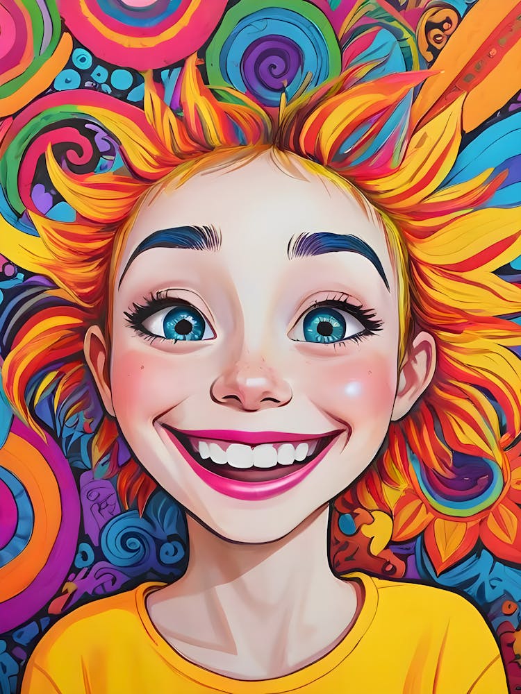 Girl With Colorful Hair- Reimagined 1