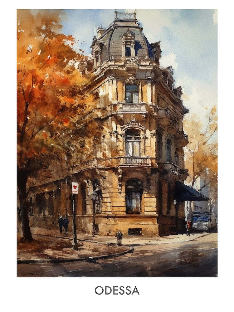 Odessa Watercolor 2travel Poster