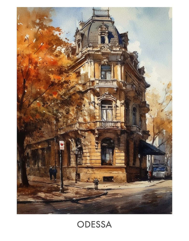 Odessa Watercolor 2travel Poster